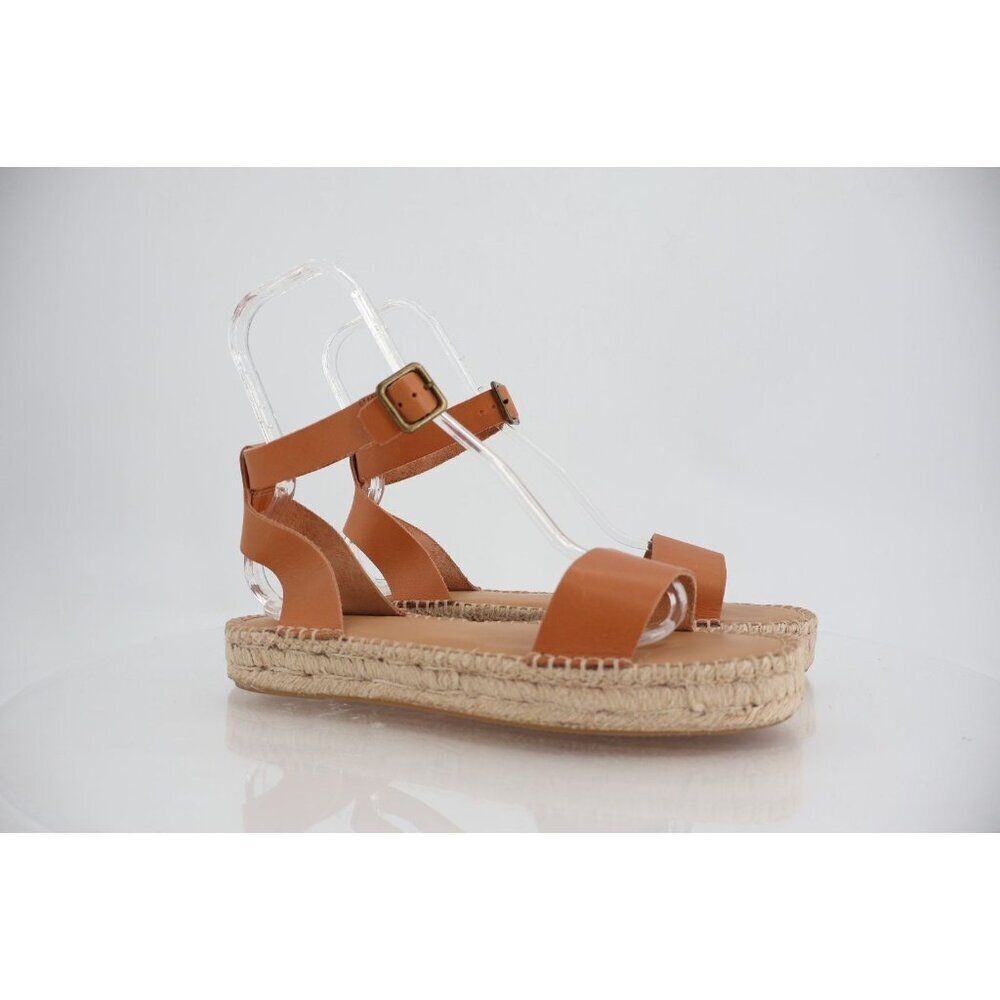 Soludos Women Cadiz Sandal Size 11 Brown Leather Platform Espadrille Ankle